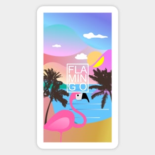 Flamingo Summer night Sticker